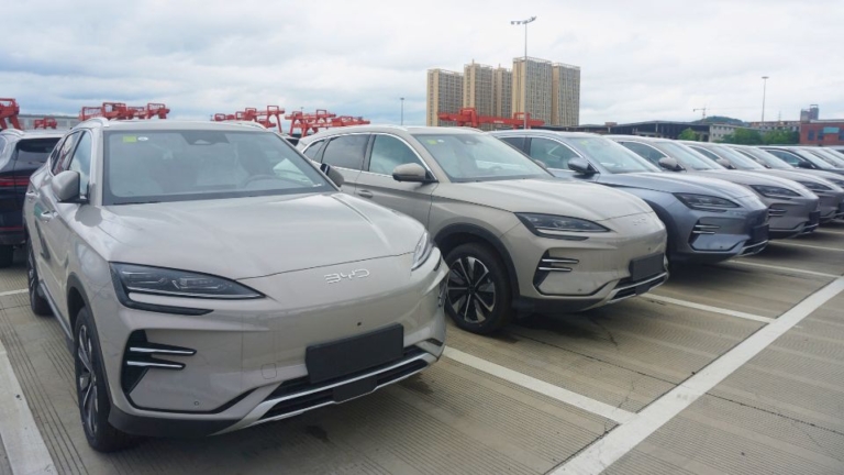 ChinaGSProject's tweet card. BYD overtakes Tesla in Hong Kong and dominates Indonesia’s EV market in the first half of 2025. With tariffs rising in the West, China’s electric vehicle giants are rapidly expanding across Southeast...