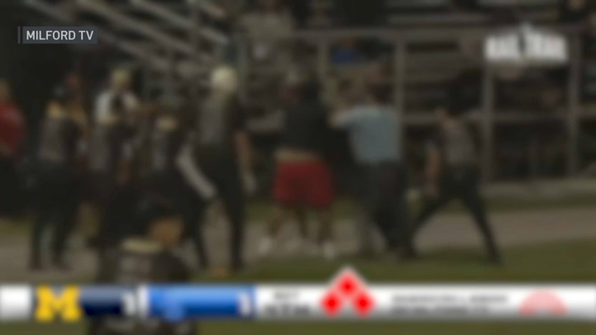 NBC10Boston's tweet card. Two youths will face charges after a huge brawl at a baseball game in Milford, Massachusetts, on Monday night.