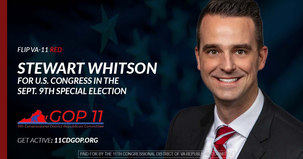 11cdgop's tweet card. Republicans have been given a RARE opportunity to flip this liberal stronghold RED. Combat veteran Stewart Whitson is ready to DEFEAT radical James Walkinshaw and strengthen President Trump's...