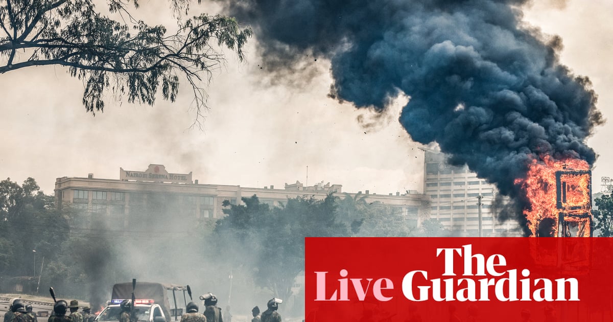 joecoughlan_'s tweet card. Casualties arrive at Kenyatta national hospital, Nairobi, as government orders broadcasters to stop coverage; legal challenge raised against police barricading of streets