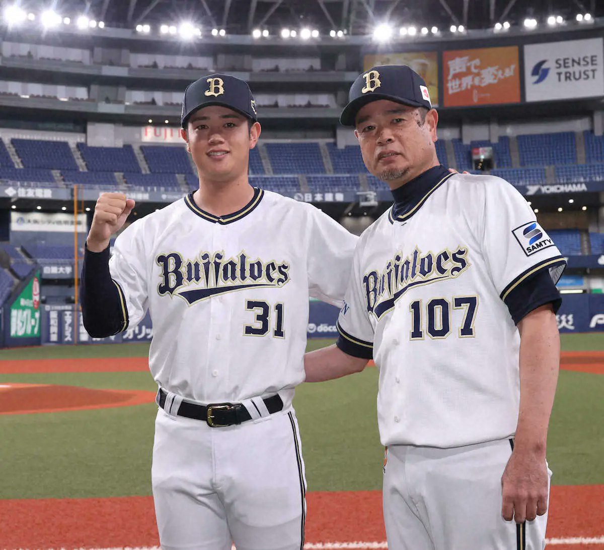 Sponichi_Orix's tweet card. 　◎全セ・佐藤輝はホームランダービーでチームメートの中野を22年に続き打撃投手に指名。何か要望は出した？と聞かれると「テレパシーで通じ合っている。同期入団です…