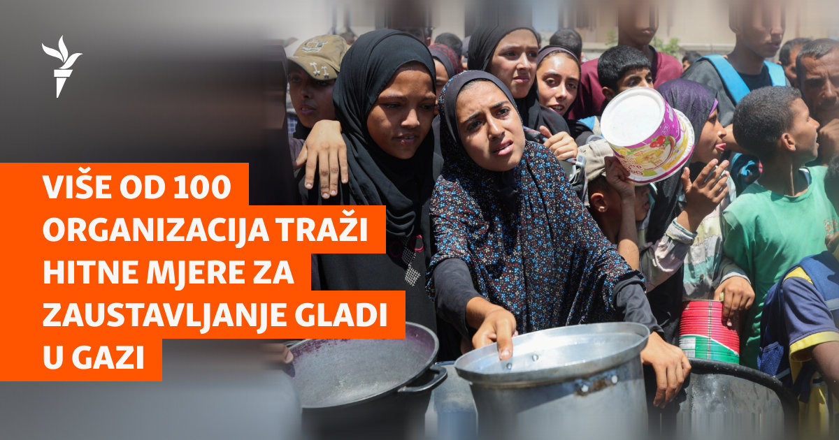 RSE_Balkan's tweet card. Više od 100 humanitarnih i organizacija za ljudska prava pozvalo je vlade da hitno djeluju kako bi zaustavile širenje gladi u Gazi. Također su zatražili trenutni i trajni prekid vatre, kao i uklanj...