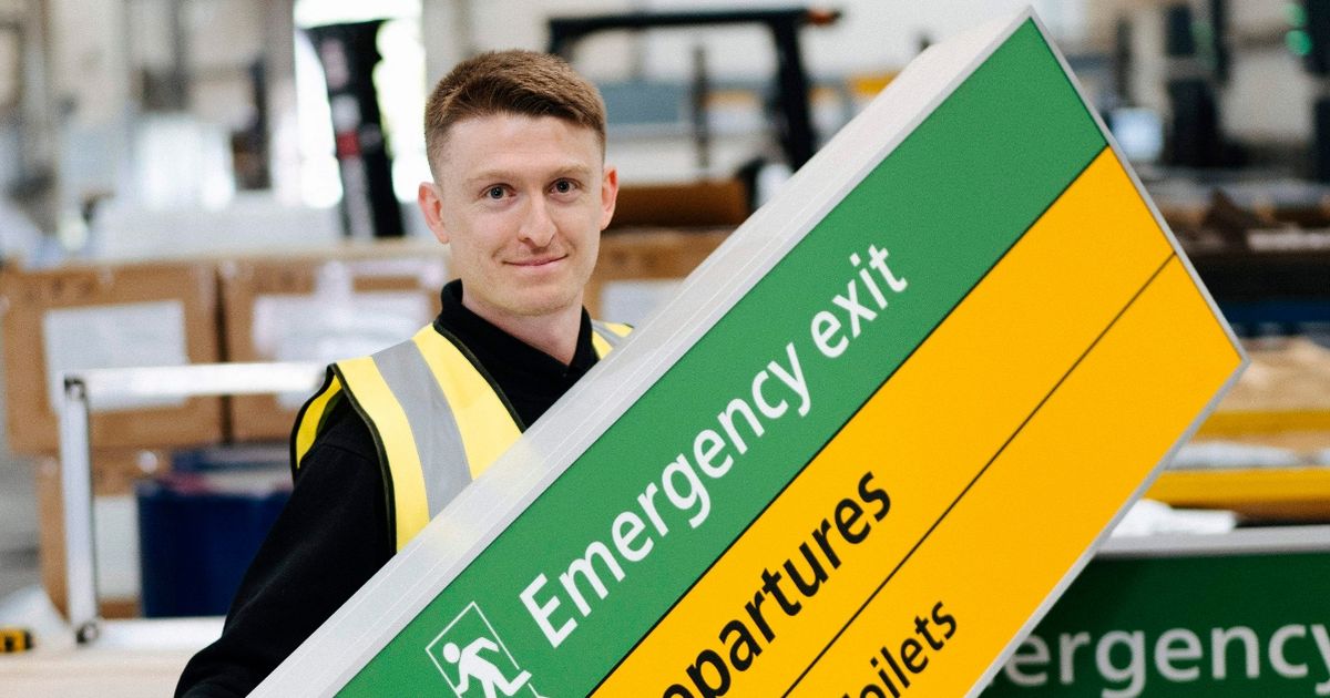 EKilbrideNews's tweet card. Merson Group design, manufacture and install signage that ensures all of Heathrow's passengers are kept on the right path and in the right direction.