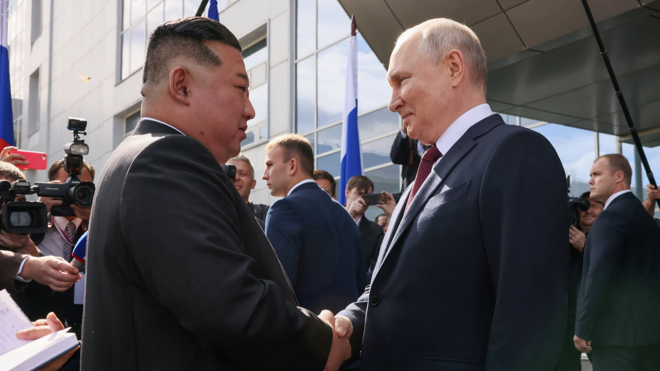 FinancialTimes's tweet card. Vladimir Putin signals talks with North Korea’s leader cover possible supply of weapons