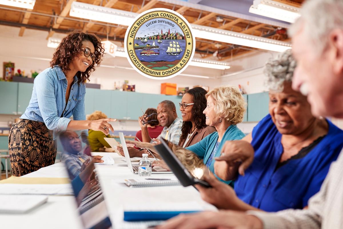 NewDEALLeaders's tweet card. Seniors and beginners can sign up for free tech classes in New Bedford. Learn computers, tablets, and Microsoft Office.
