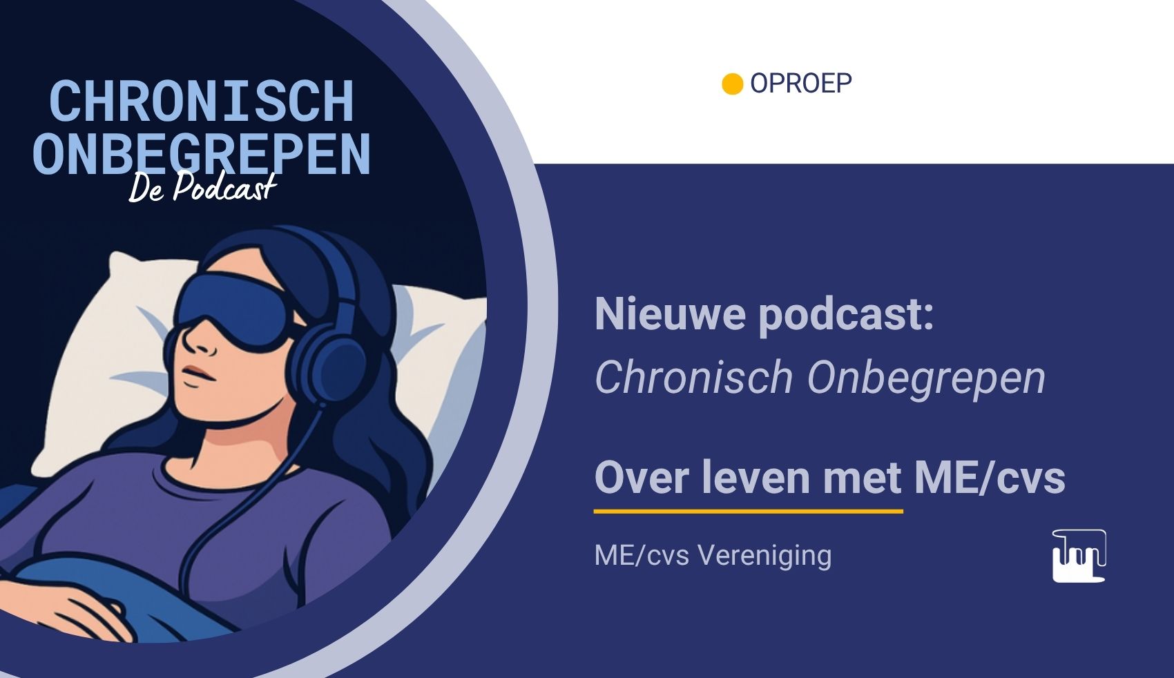 MEcvsVereniging's tweet card. Binnenkort nieuwe podcast: Chronisch Onbegrepen. Een serie die de ingrijpende realiteit van ME/cvs hoorbaar maakt.