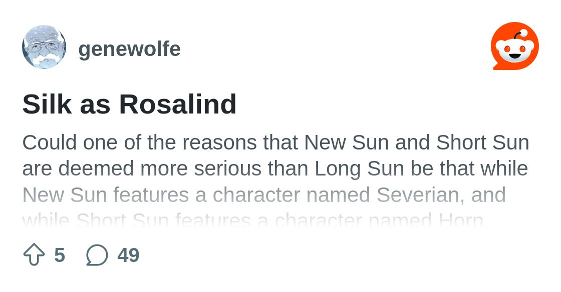 invisiblecount's tweet card. Explore this post and more from the genewolfe community
