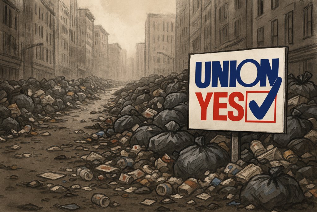 DV_Journal's tweet card. This month, nearly 9,000 municipal workers in Philadelphia walked off the job. The result? Trash piled up on street corners, neighborhoods reeked, and