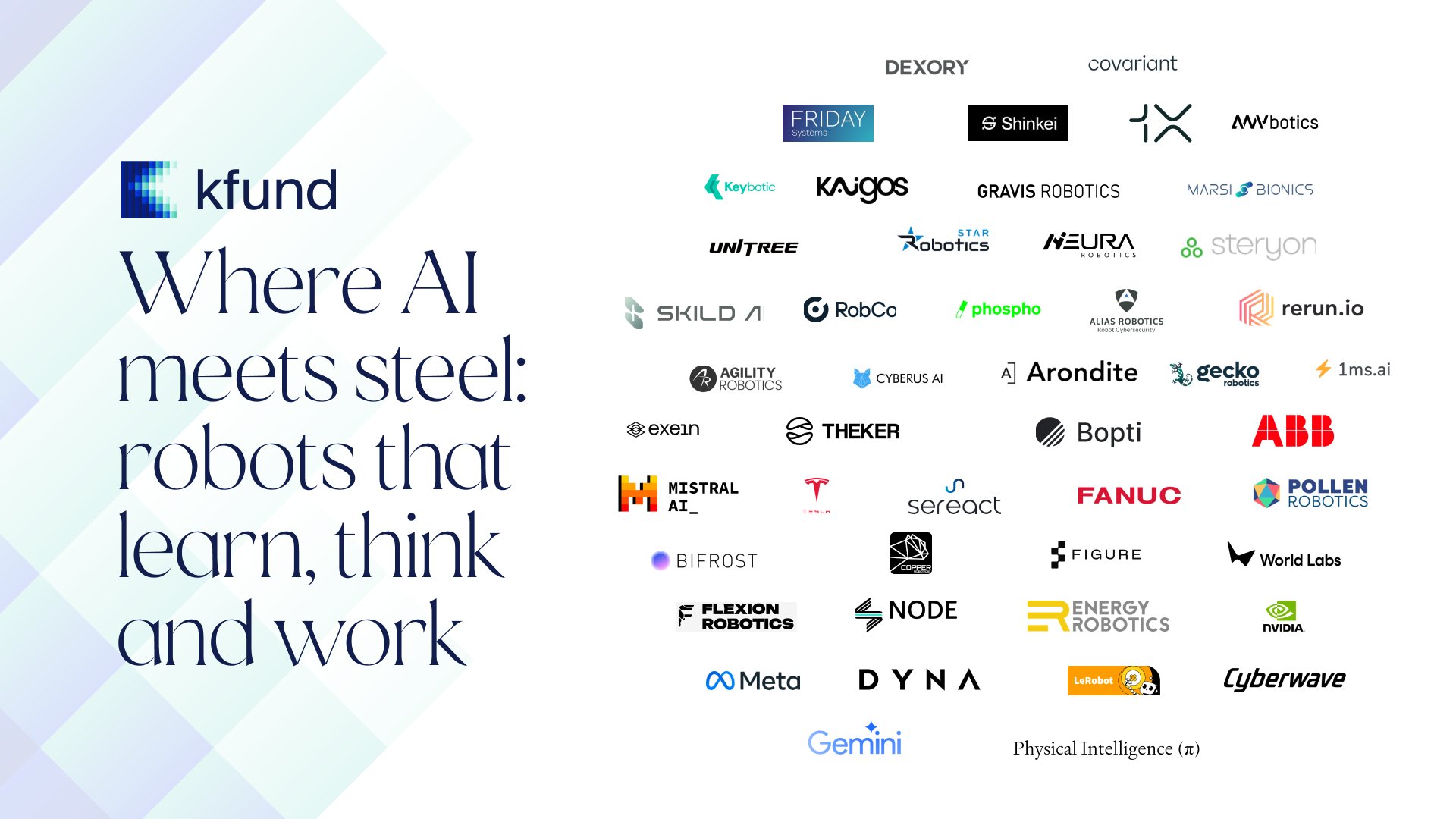 Kfundvc's tweet card. Where AI meets steel: robots that learn, think, and work — K Fund