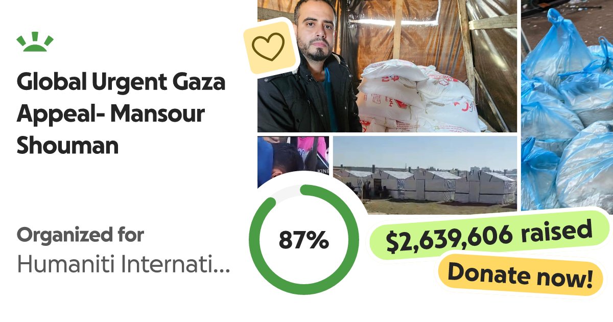 773bf69216b54db's tweet card. Zakat Eligible! I'm Mansour Shouman, a Palestinian Canadian committed to r… Mansour Shouman needs your support for Global Urgent Gaza Appeal- Mansour Shouman