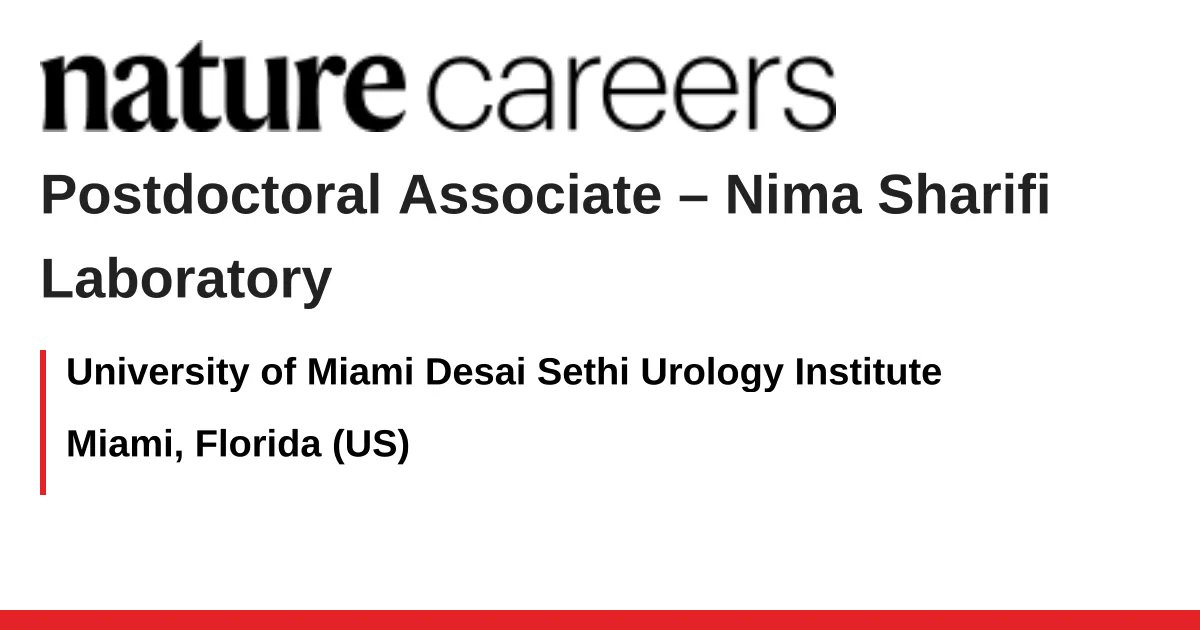 NimaSharifiMD's tweet card. The Nima Sharifi Laboratory is seeking to recruit outstanding postdoctoral associates with a primary interest in the fundamental mechanisms of huma...