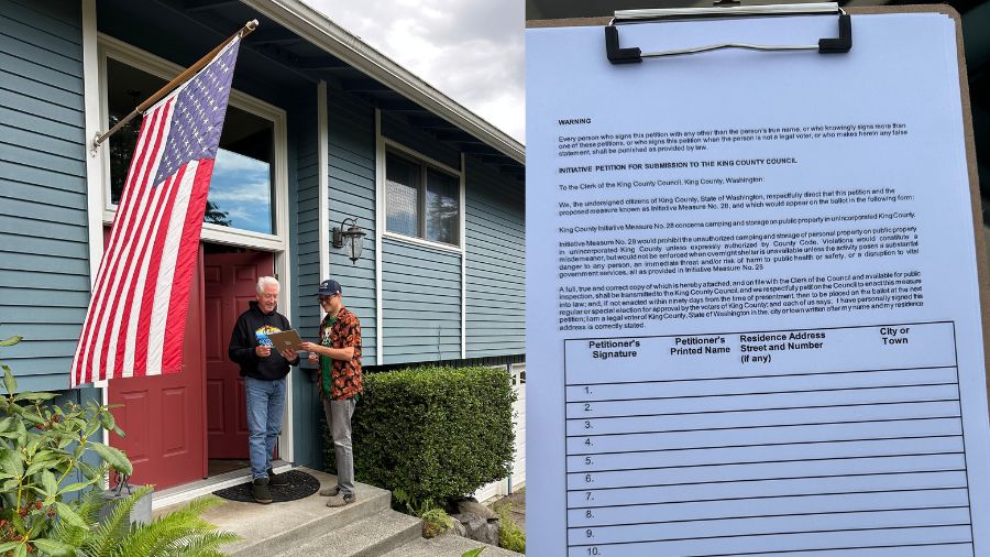770KTTH's tweet card. A new poll reveals significant support among voters for banning homeless encampments in King County, highlighting community concerns.