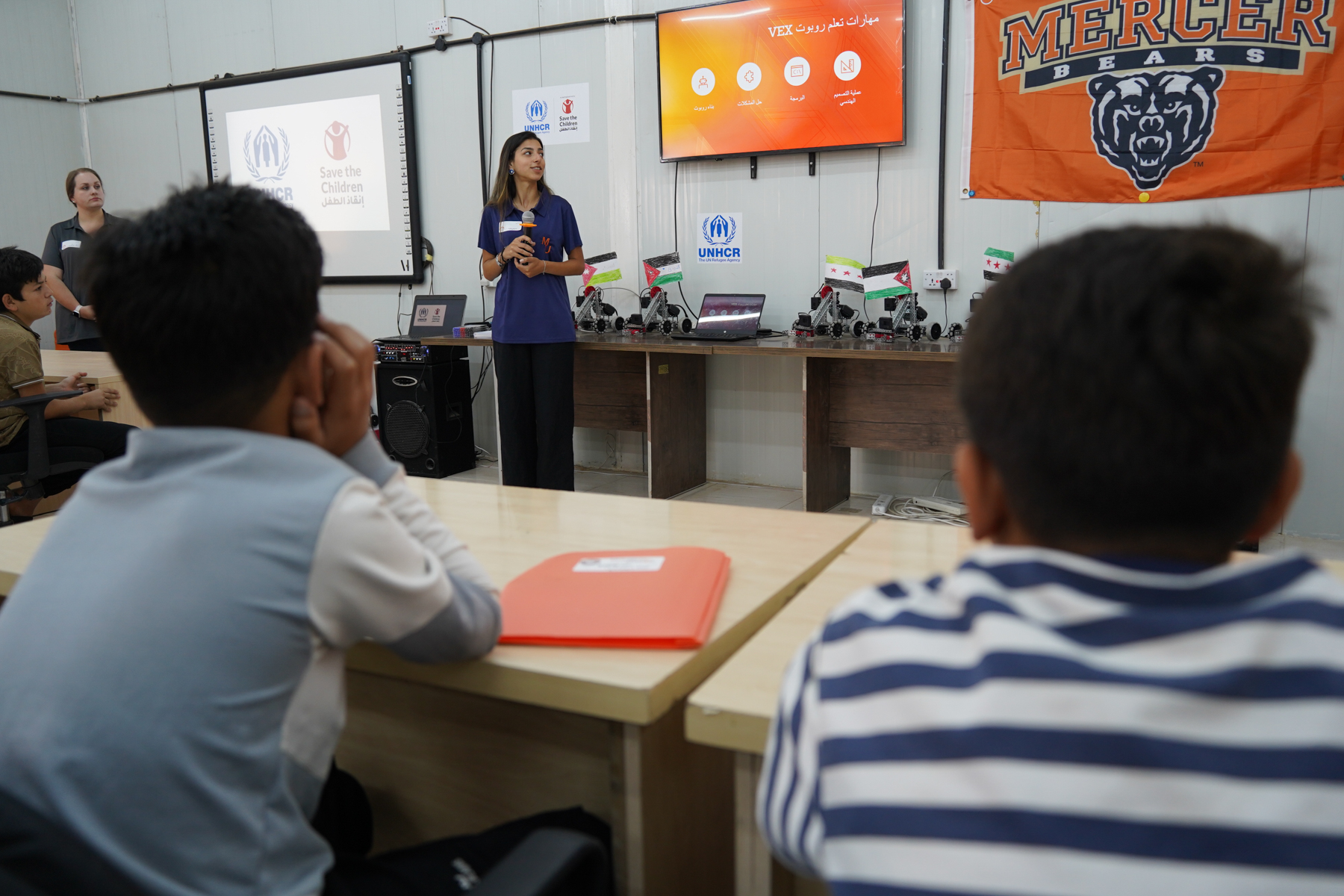 MercerYou's tweet card. A Mercer University team traveled to Jordan this summer to teach robotics, programming and engineering to children in a Syrian refugee camp as part of Mercer On Mission.