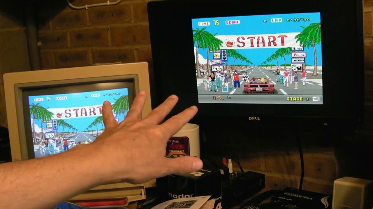 TheOasisBBS's tweet card. Amiga racing revival hits full speed with this fan-made Outrun port—arcade visuals, stunning audio, and 68k magic.