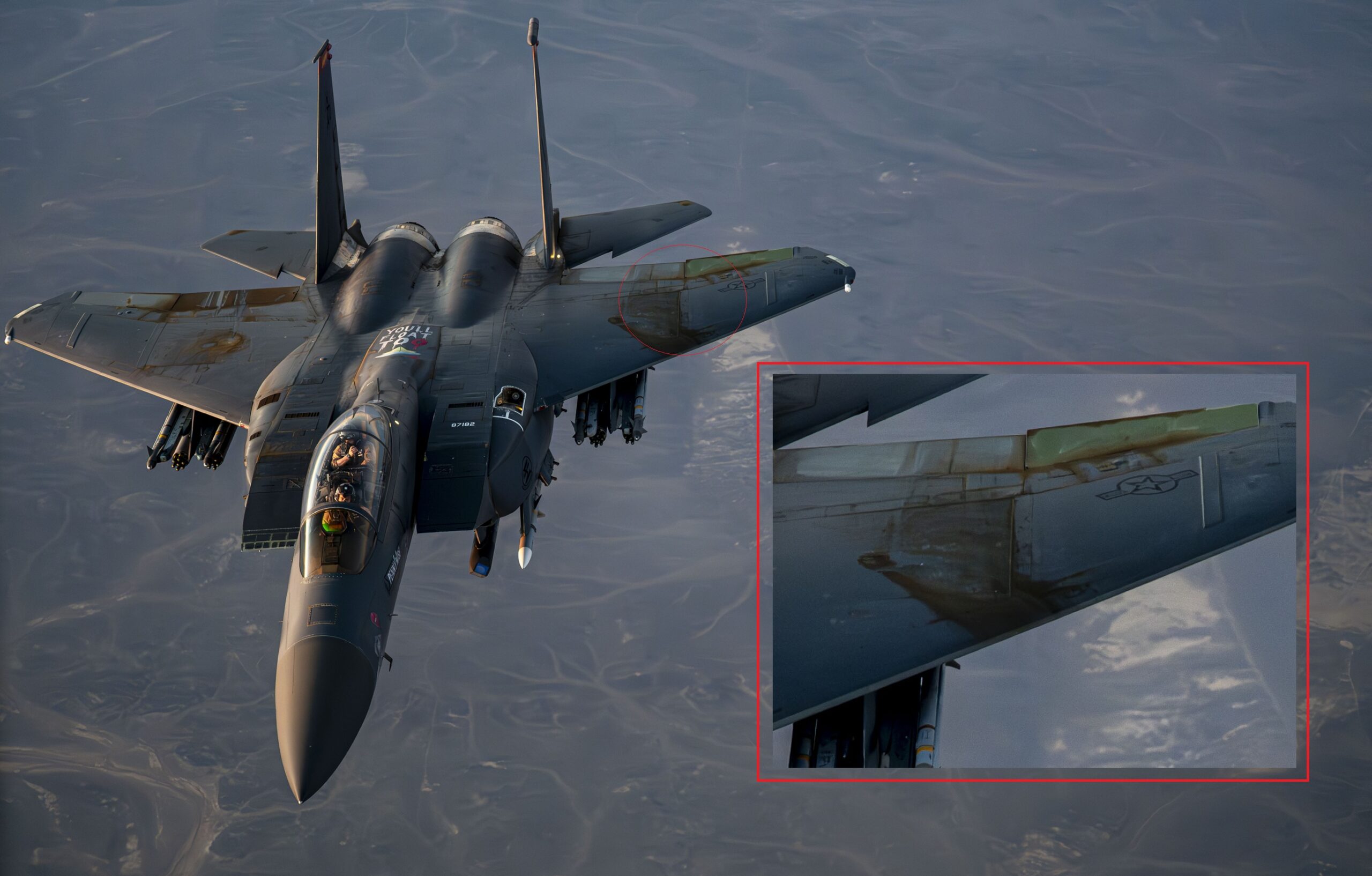 Defence_blog's tweet card. The U.S. Air Force has released new images of its F-15E Strike Eagle fighters returning to combat air patrol missions over the U.S. Central Command area of responsibility. The photos, taken during...