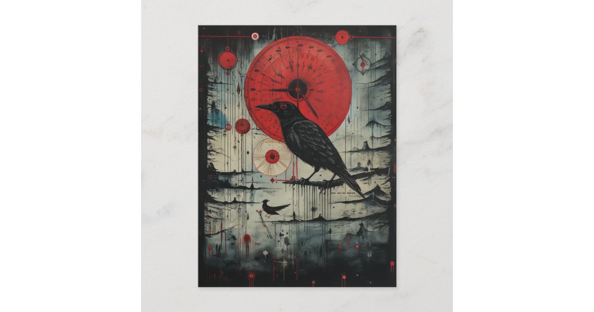 angelandspot's tweet card. A raven with minimal colors AI generated art