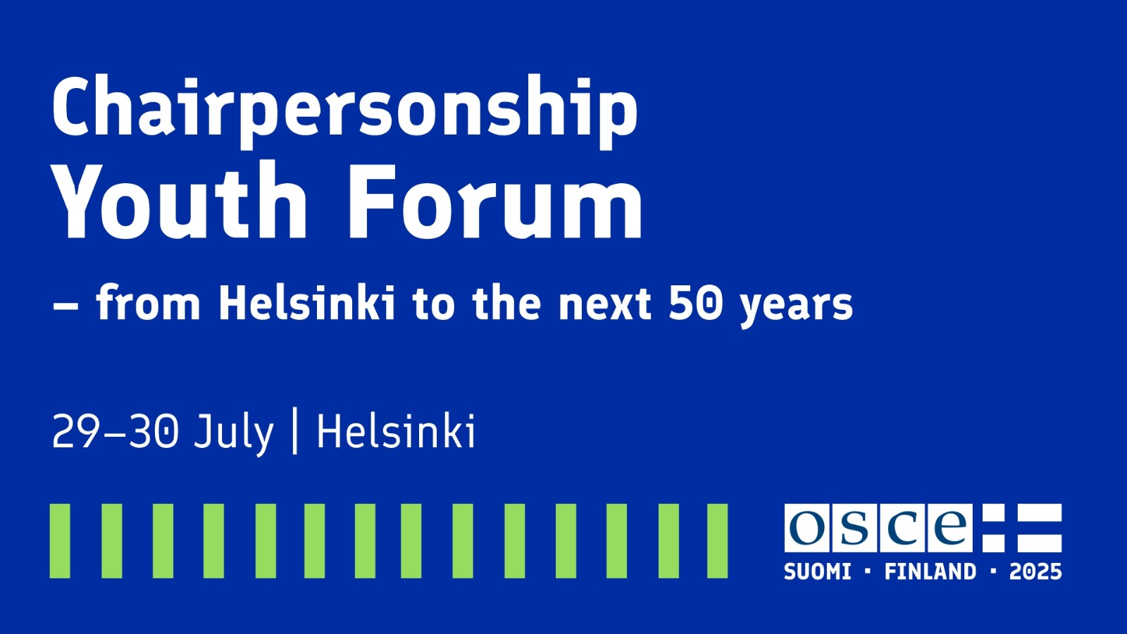 Ulkoministerio's tweet card. The Finnish Chairpersonship of the Organization for Security and Co-operation in Europe will host the OSCE...