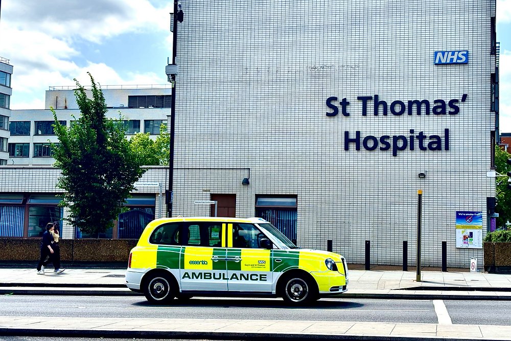 UbiquitousTaxis's tweet card. The London black cab is getting a new look and purpose, as Guy’s and St Thomas’ NHS Foundation Trust introduces a fleet of white taxi-ambulances to help patients reach appointments.The Trust has...