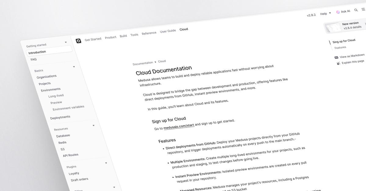medusajs's tweet card. Learn about our PaaS offering and how to deploy your Medusa applications.