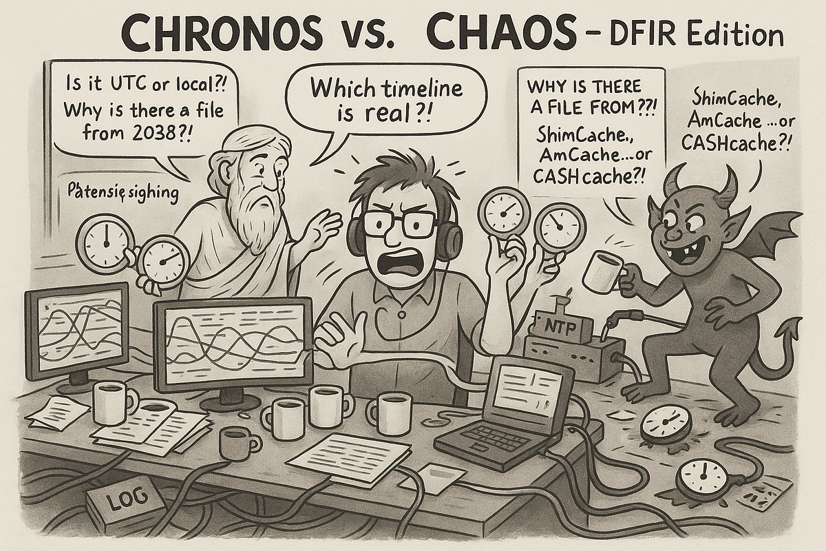 mathias_fuchs's tweet card. Building a coherent DFIR timeline can feel like wrangling the Greek god of time (Chronos) while fending off complete chaos. Timelines are…