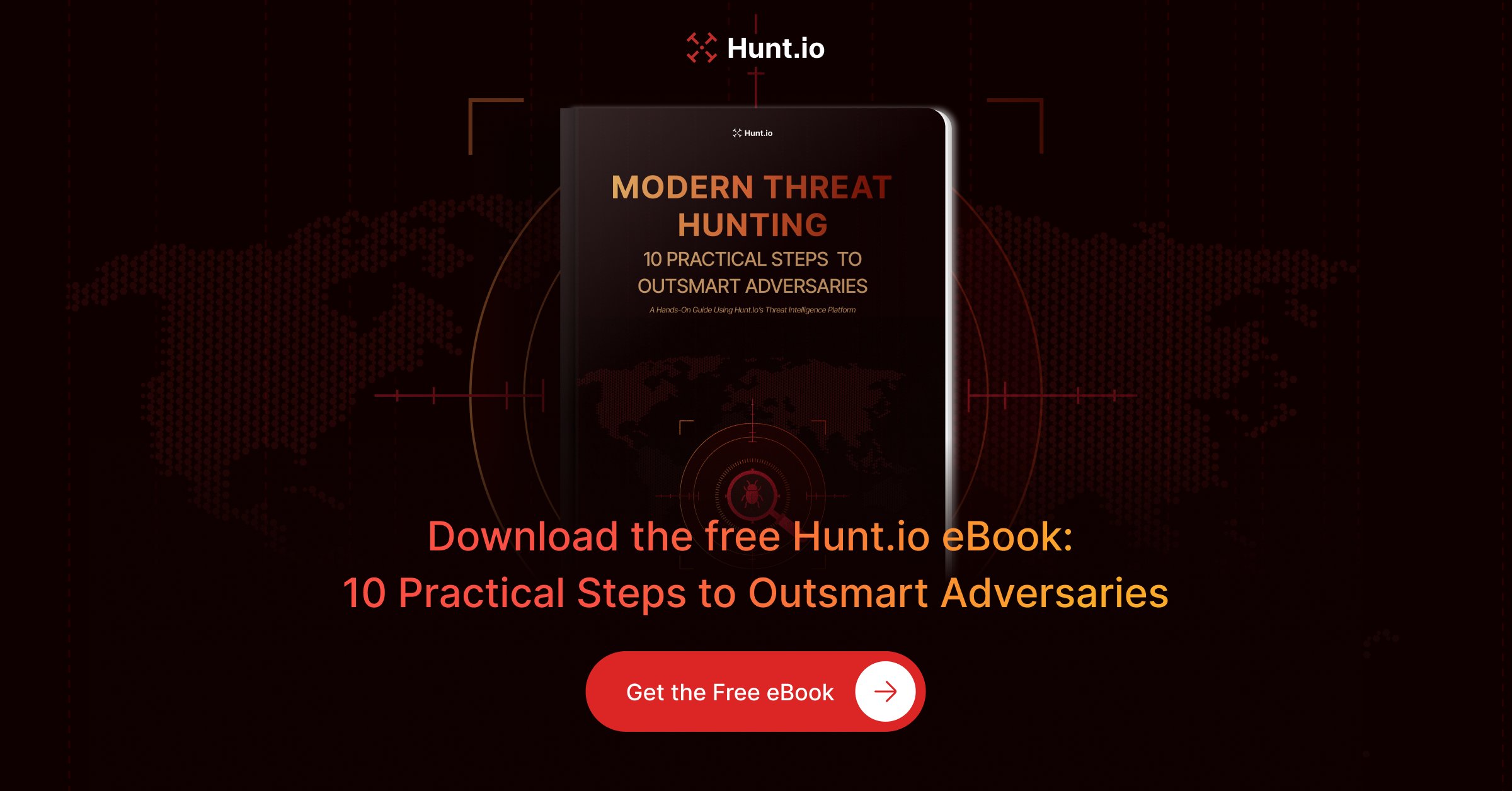 Huntio's tweet card. Download our free eBook and learn how to uncover adversary infrastructure at scale in 10 practical, repeatable steps.