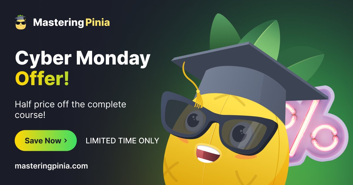 posva's tweet card. The ultimate course for mastering the officially recommended State Management solution for Vue.js. Created by Eduardo San Martin Morote, the author of Pinia.
