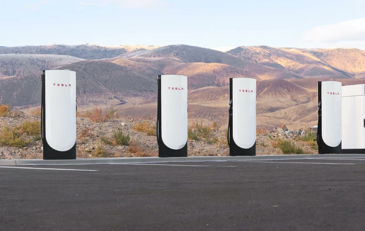 the_interface_'s tweet card. Tesla V4 Superchargers are now available in China