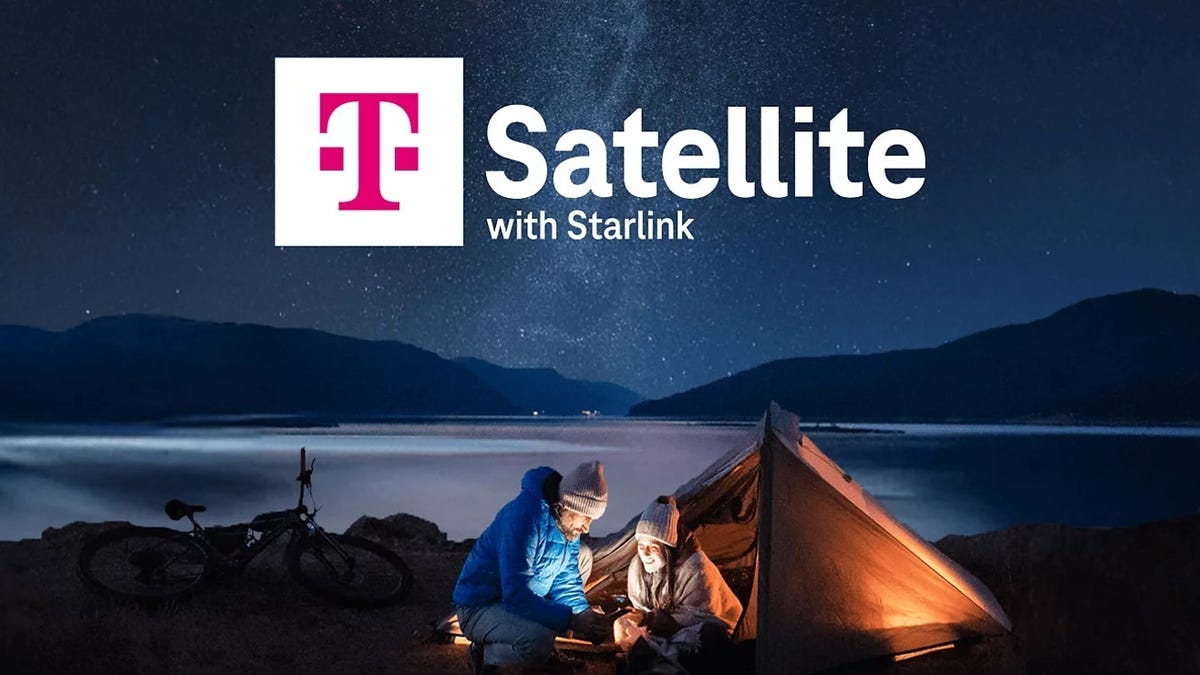 CNET's tweet card. Satellite texting is now available, and data access through third-party apps like X and WhatsApp will be available in October.