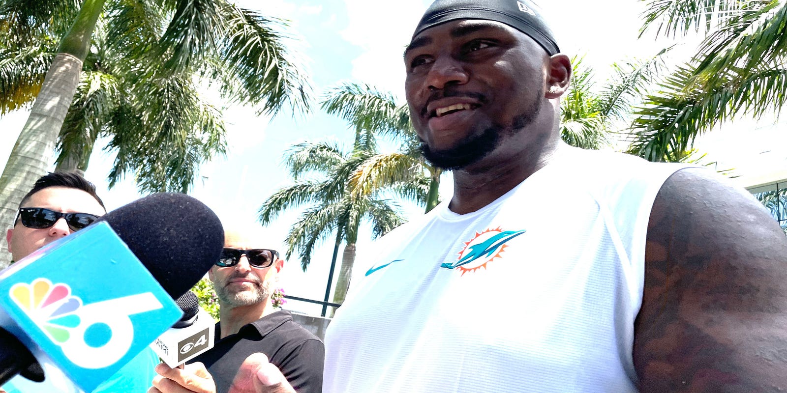 ShinySheet's tweet card. Miami Dolphins offensive lineman Bayron Matos is undergoing tests after being airlifted to a hospital.