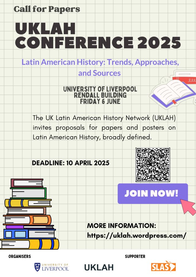 RichG62's tweet card. Call for Papers: UKLAH Annual Conference 2025Latin American History: Trends, Approaches, and SourcesUniversity of LiverpoolFriday 6 June 2025 The UK Latin American History Network (UKLAH) invites p…