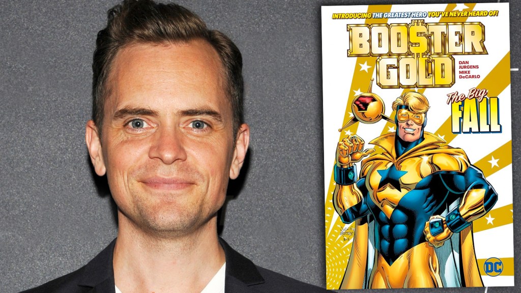adoptourcrew's tweet card. A 'Booster Gold' TV series pilot is being written by David Jenkins, revealed at Comic-Con, coming after 'The Penguin' landed 24 Emmy nominations.