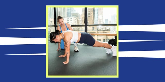 WomensHealthMag's tweet card. Watch as trainer Sarah Warshowsky fix her client's reps in real time.