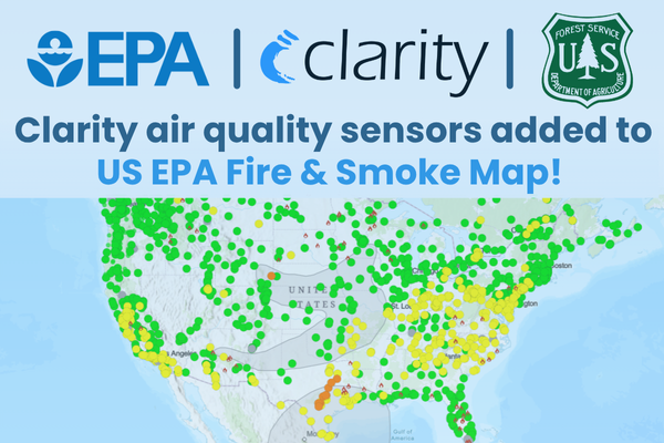 JoinClarity's tweet card. We’re proud to share that Clarity has become the second commercial air quality PM2.5 sensor to be approved for inclusion on the AirNow Fire and Smoke Map (FASM), following years of technical collab...