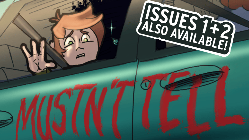 RustySabre's tweet card. A horror comic full of 00s nostalgia! After maybe defeating the MONSTER, Ryan faces an even more terrifying challenge: a family party.