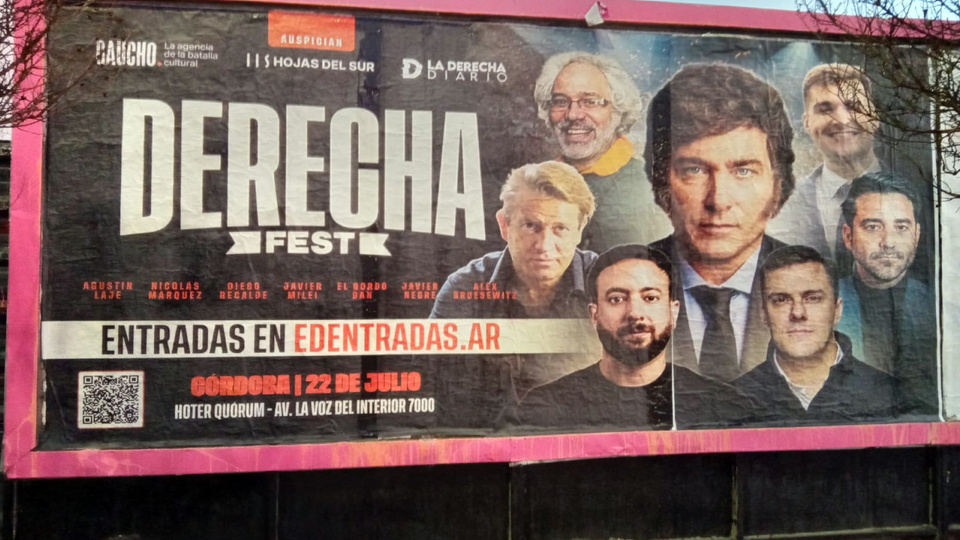 FIP_AL's tweet card. Fue expulsada violentamente de La Derecha Fest, el evento libertario encabezado por el presidente Javier Milei. En diálogo con la 750, contó cómo fue la violenta situación que vivió en Córdoba cuando...