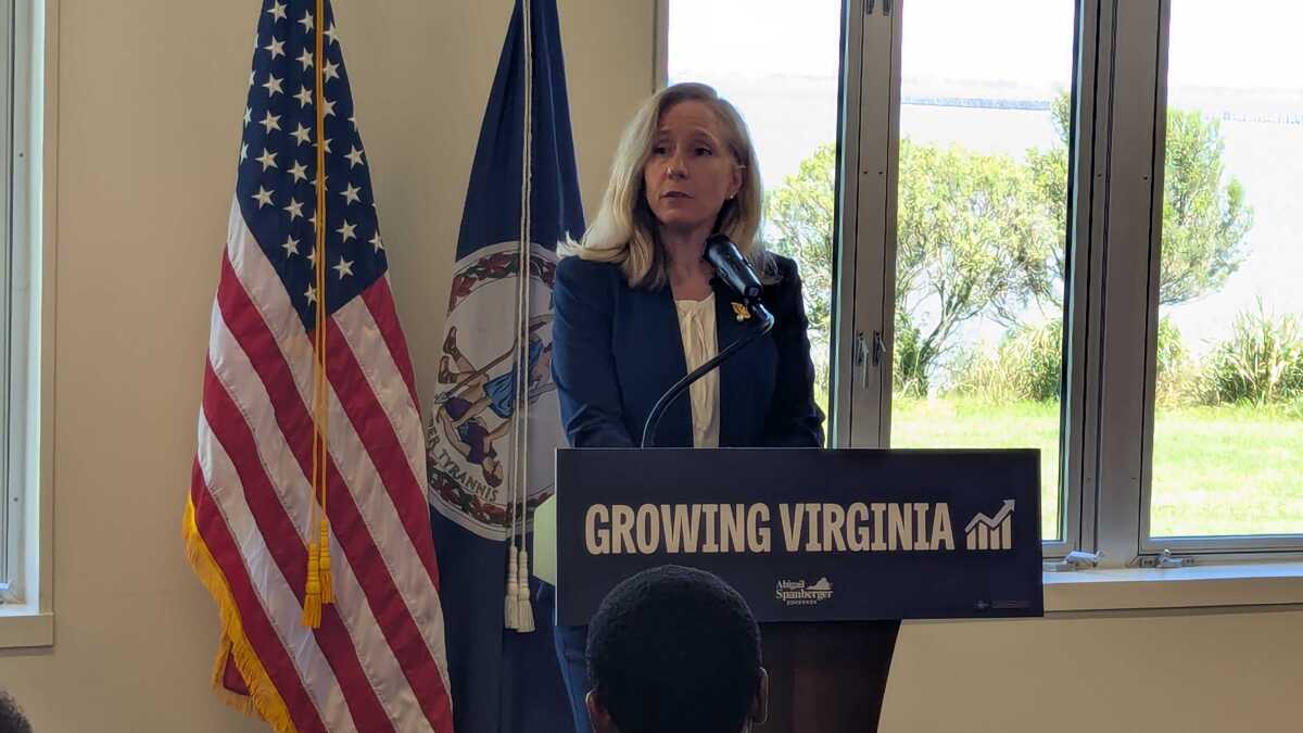 ConnorJoseph's tweet card. Candidate Abigail Spanberger announced her economic plans in Suffolk.