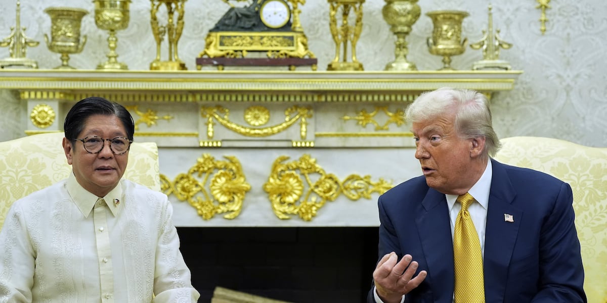 WSAZnews's tweet card. President Donald Trump says he's reached a trade agreement with Philippine leader Ferdinand Marcos Jr. following a meeting at the White House.