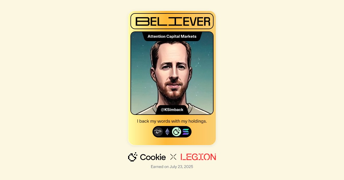 KSimback's tweet card. Enter Attention Capital Markets (ACM) where attention you generate on X and capital you deploy into projects onchain unlock access to exclusive presale deals and airdrops. Are you a Believer or just...