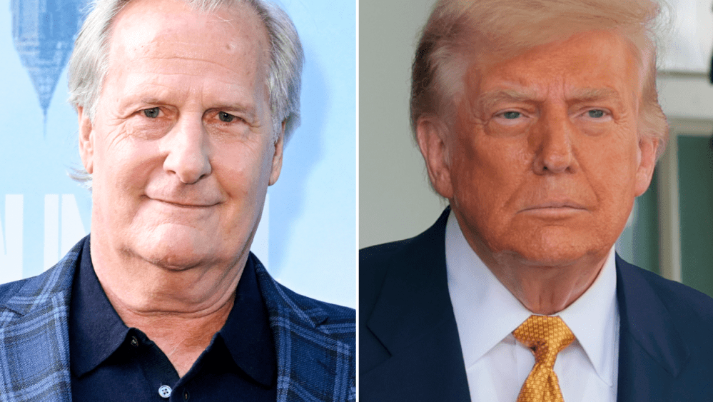 UKMediaEnts's tweet card. Jeff Daniels hopes Trump voters are "losing tons of money" and says Donald Trump is not just a bad American but a bad human being.