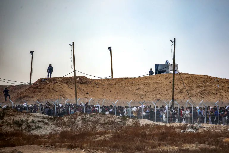 Gaza_Herald's tweet card. Tens of thousands of desperate Palestinians gathered in the al-Sudaniya area, clutching onto a fading hope that a truckload of flour might