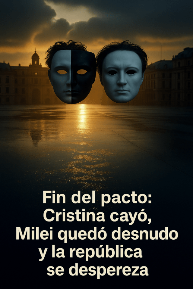 JoseMate10's tweet card. Cuando se rompe el pacto, se caen las caretas. Ella ya no manda, él ya no engaña, la República se despabila, y la verdad estalla. Diseño IA En la Argentina donde todo parece posible hasta que la re…