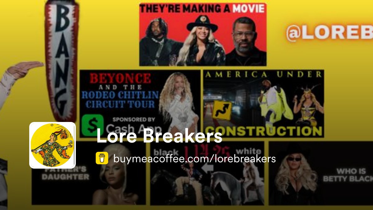 lorebreakers_'s tweet card. Hey Ya'll! Thanks for finding me here.I'm Lore Breakers, AKA LB, originator of the Beyonce Matrix and Jordan Peele Theories.I'm a one person show doing deep dives into lore, symbolism, and hidden narr