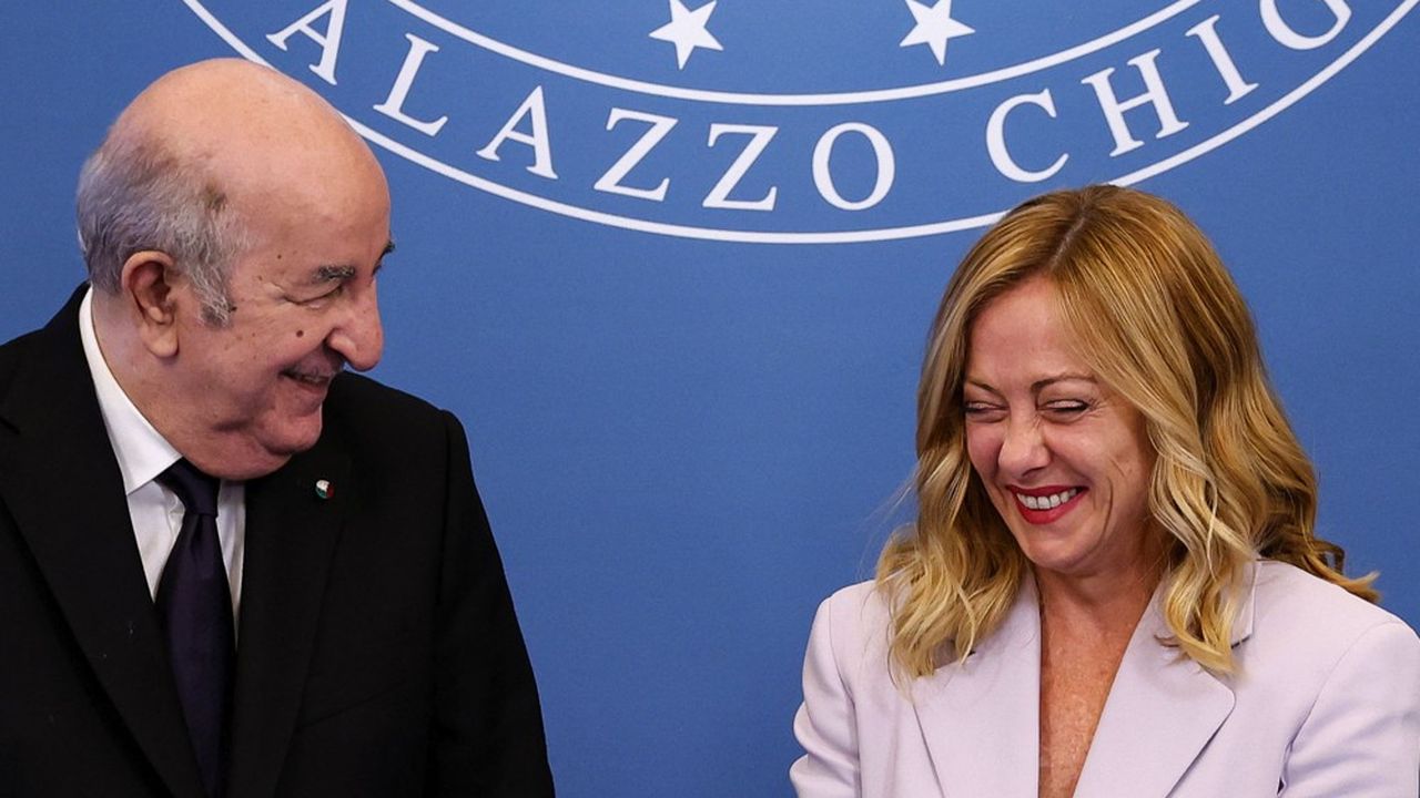 LesEchos's tweet card. Le cinquième sommet intergouvernemental se tenait ce mercredi dans la capitale italienne. Giorgia Meloni a accueilli en grande pompe le président algérien Abdelmadjid Tebboune. Les deux pays entret...
