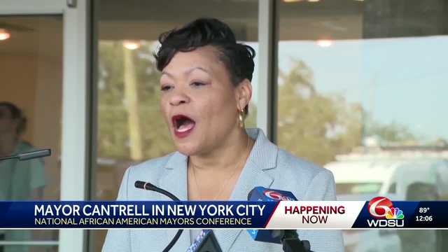 wdsu's tweet card. Mayor LaToya Cantrell is in New York City for the National African American Mayors Conference.