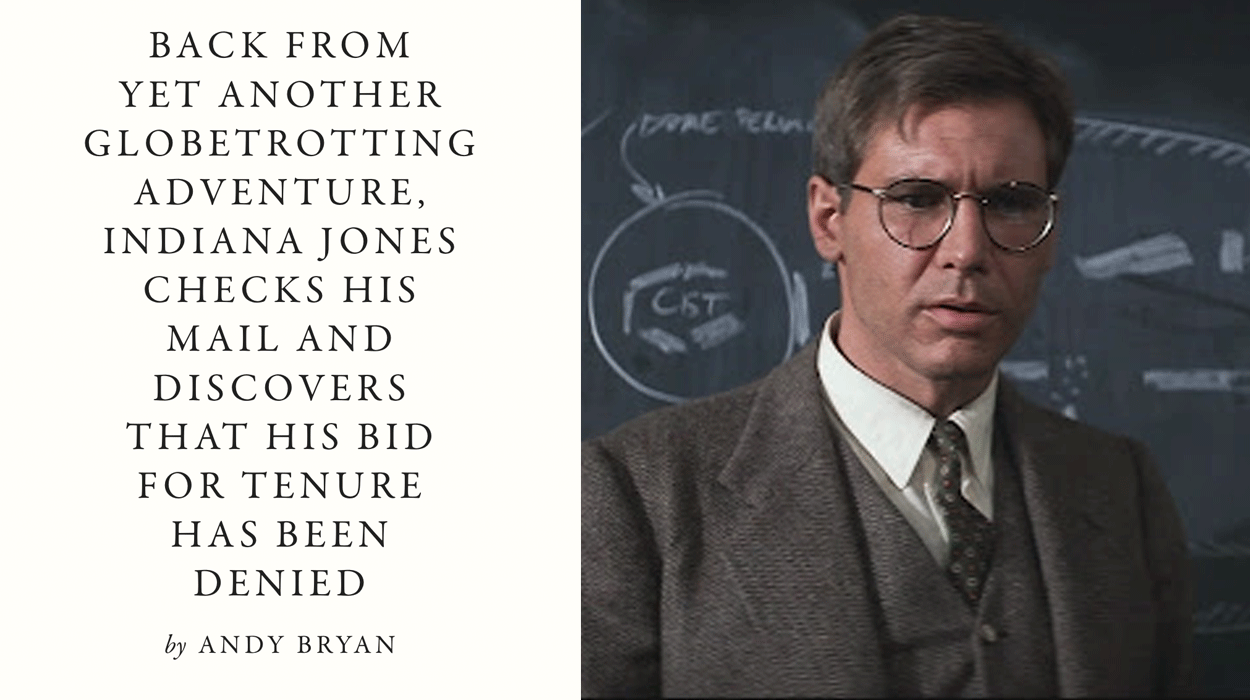 jengolbeck's tweet card. January 22, 1939 Assistant Professor Henry “Indiana” Jones Jr. Department of Anthropology Chapman Hall 227B Marshall College Dr. Jones: As chairman...