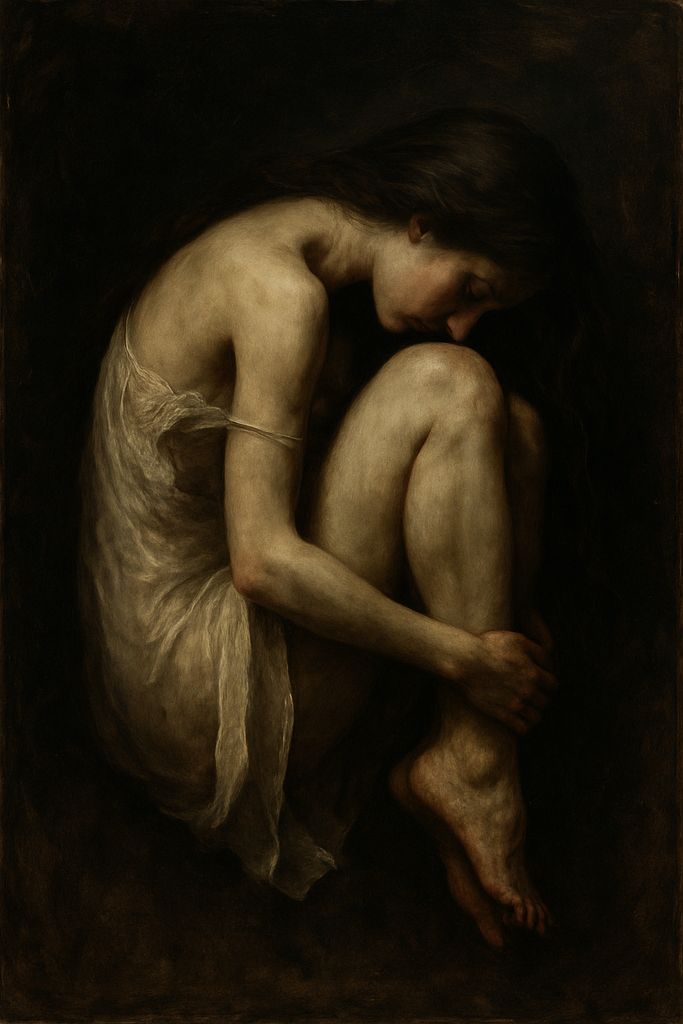 NiraPhotoArt's tweet card. “She is hunkered down in her own sorrows. Curled into her grief.“
