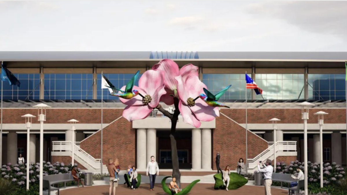 CBS6's tweet card. A 24-by-21 Virginia dogwood sculpture is being planned between the North and South garages at Richmond International Airport.