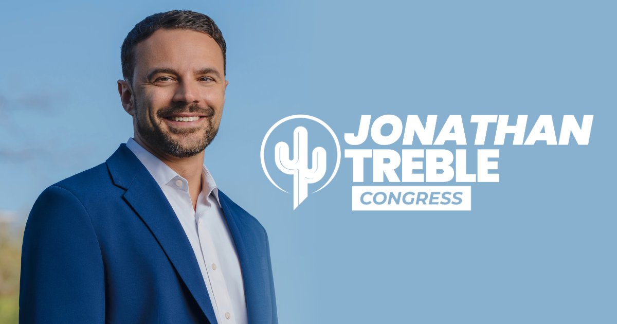 TrebleForAZ's tweet card. Chip in today to elect Jonathan Treble in AZ-01!