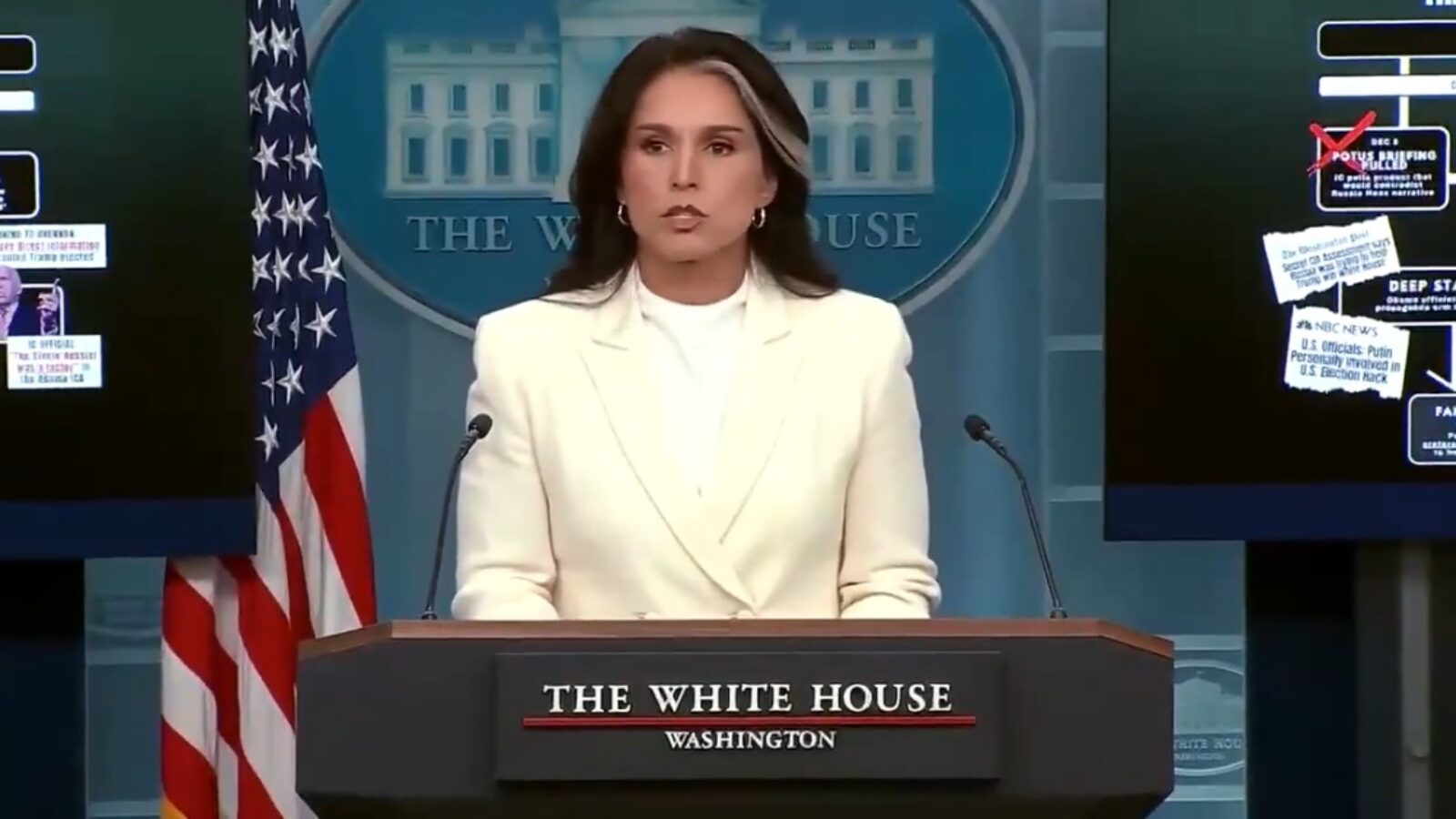 RealCraigSawyer's tweet card.           ODNI Tulsi bard made a surprise appearance in the White House press briefing room after she released the second batch of previously undisclosed documents on Wednesday morning that include...