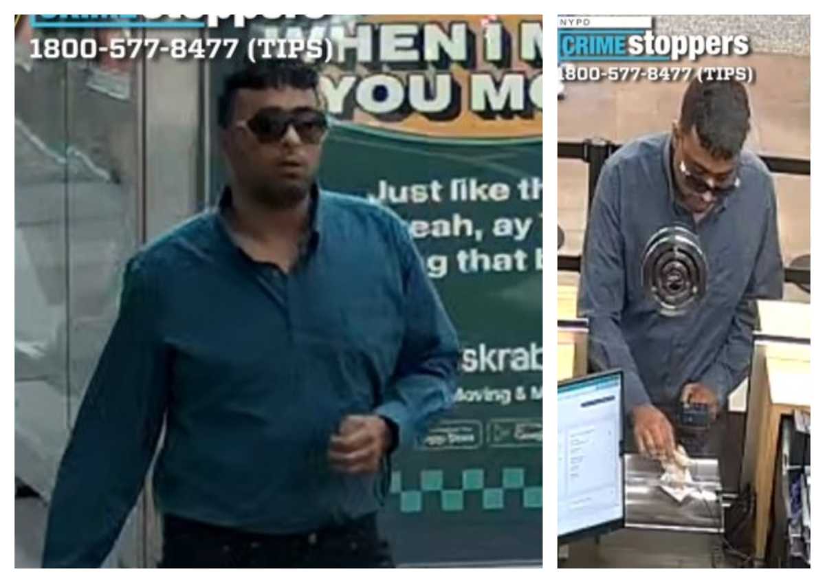 QNS's tweet card. Police from the 108th Precinct are looking for a suspect who allegedly robbed a Sunnyside bank in broad daylight, making off with a paltry sum of money on the